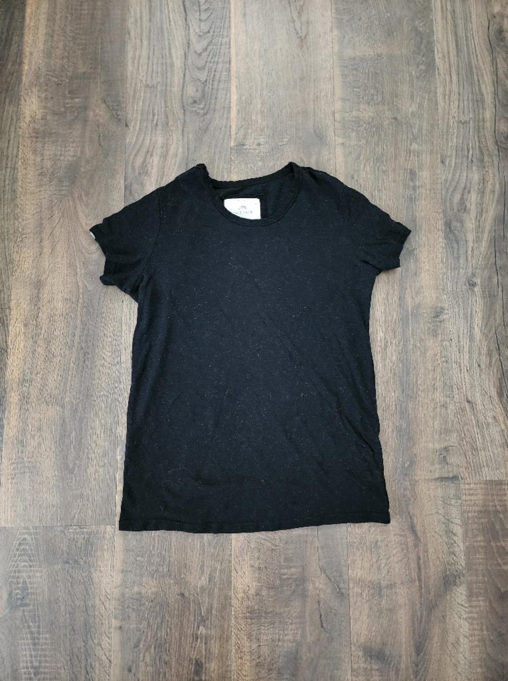 Reflex Black Crew Neck Tee with White Label